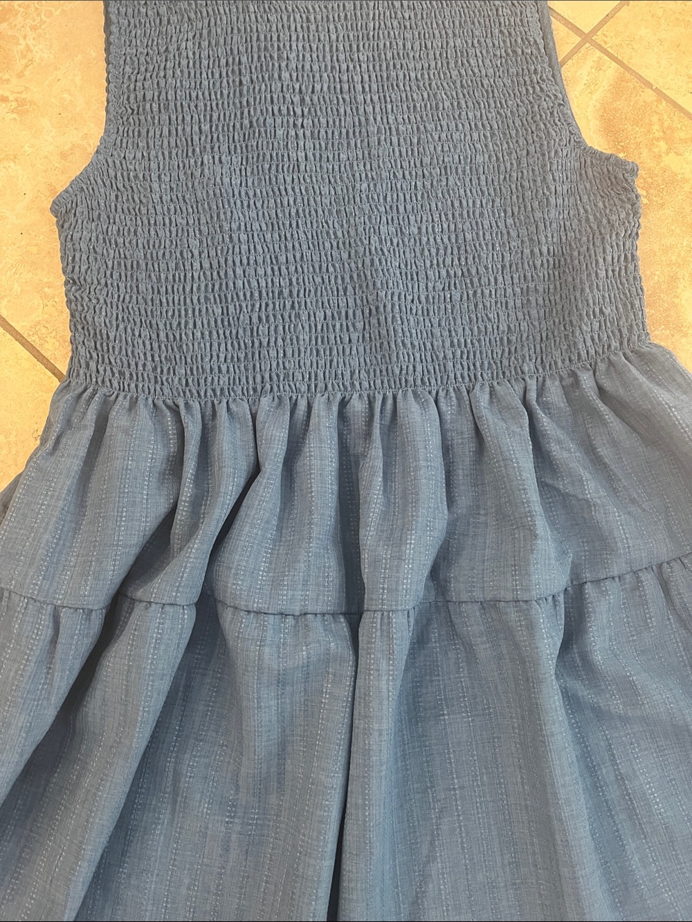 NWOT Rachel Zoe Cosima Blue Smocked Bodice Tiered Sundress L - Picture 5 of 8